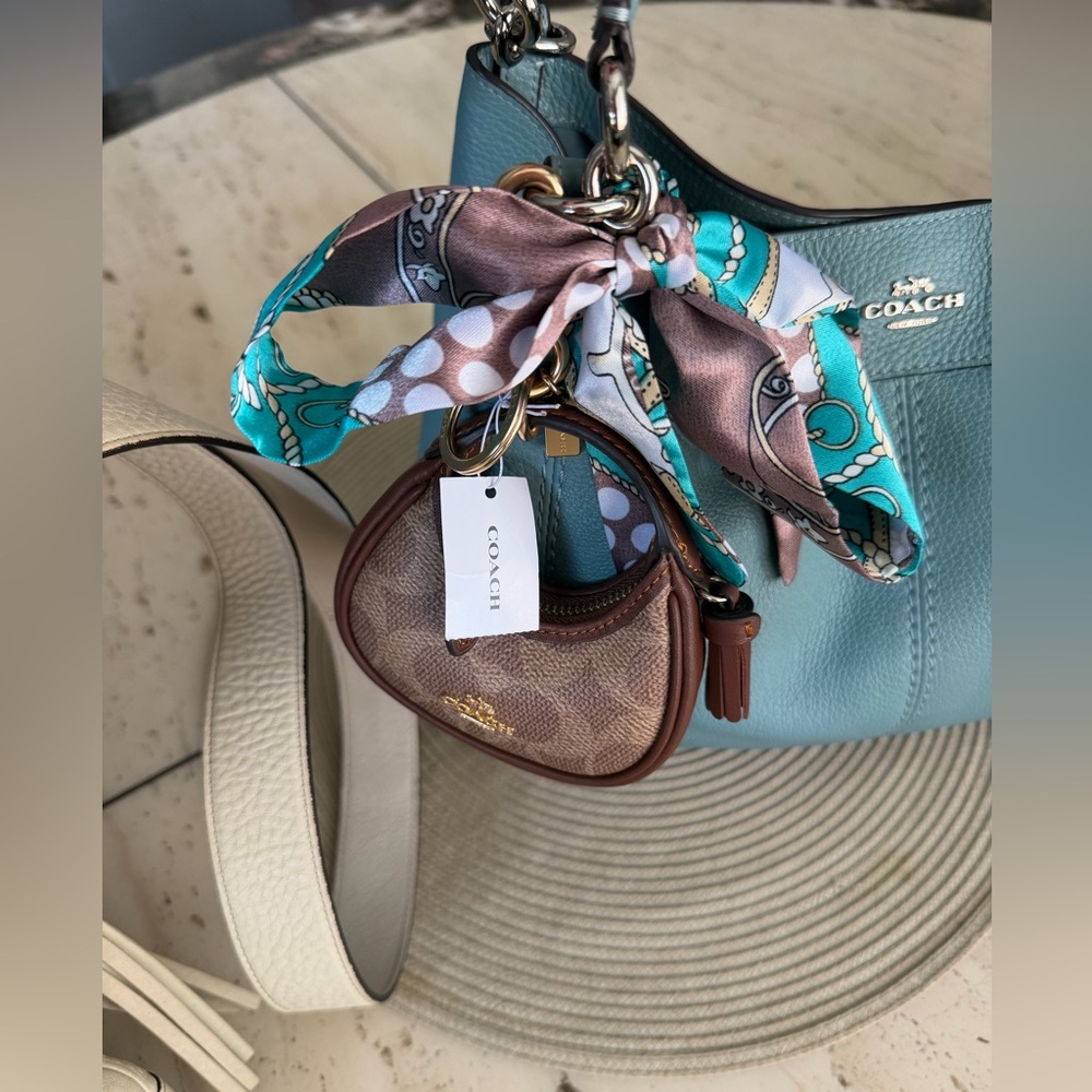 NWT Coach leather Monogram Mini Keychain/Charm Coin Bag - Picture 9 of 14